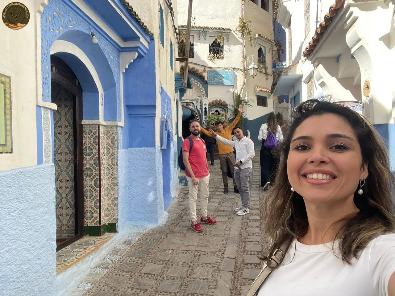 Blue-painted alley in the medina of Chefchaouen, the Blue City in the Rif Mountains